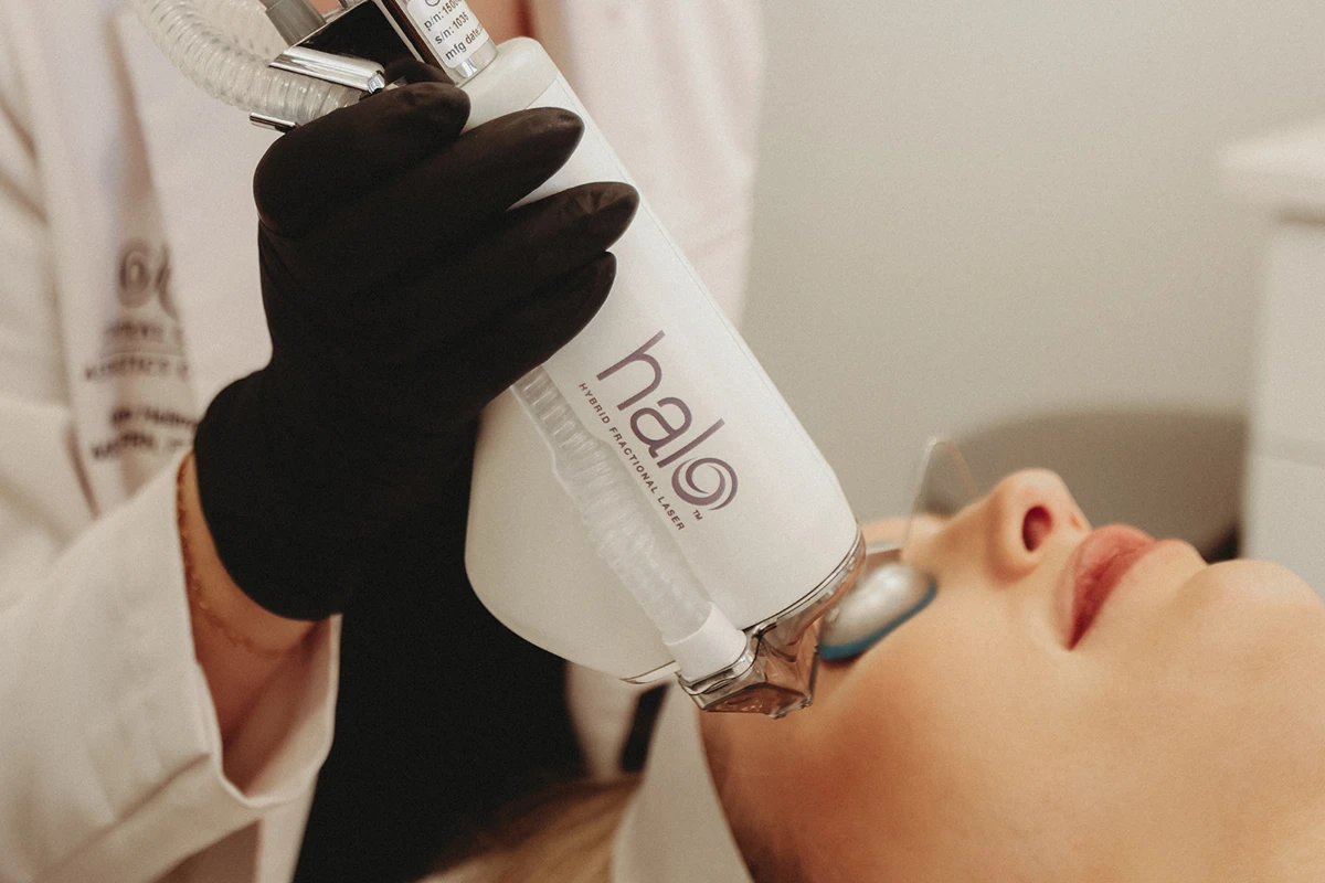 Person receiving Halo laser skin treatment